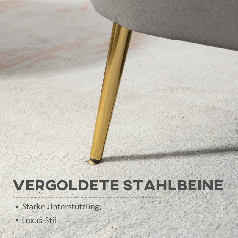 HOMCOM 2-Sitzer Stoffsofa Zweisitzer Loungesofa mit weichen und großzügigen Kissen Polstersofa Sitzmöbel Polstermöbel Designsofa elegant Samt Polyester Grau 133 x 63 x 75 cm