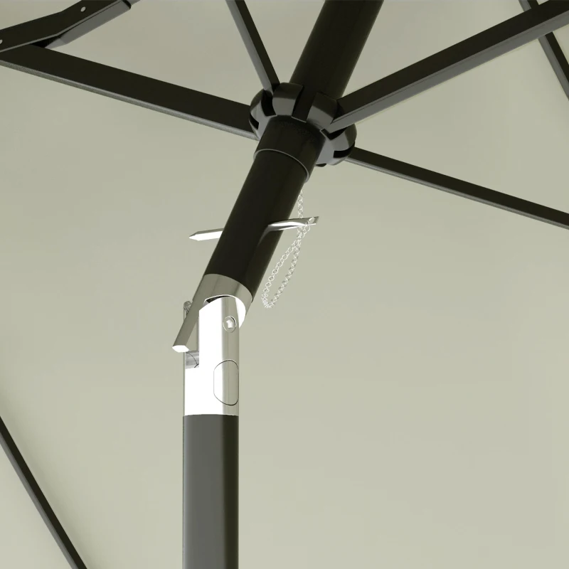 Outsunny Ombrellone da Giardino Doppio Inclinabile con Apertura a Manovella, 285x147x227cm, Beige