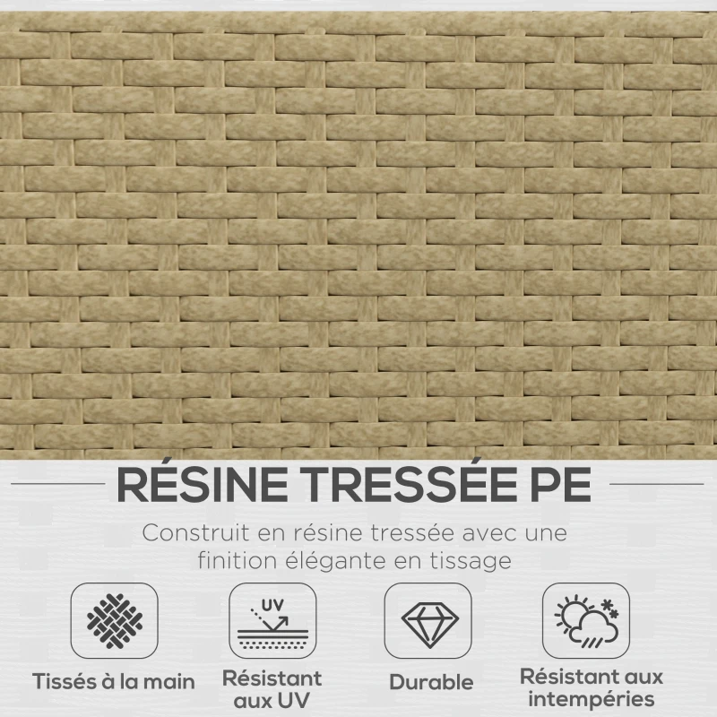 Outsunny Salon de jardin d'angle 5 places design contemporain coussins déhoussables table basse acier époxy résine tressée beige