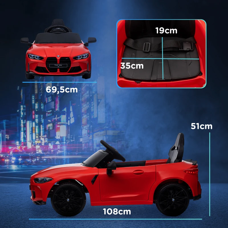 AIYAPLAY Elektro Kinderauto BMW M4, Sound & Licht, 3-5 km/h, inkl. Fernsteuerung, für 3-5 Jahre, Rot(m-3)