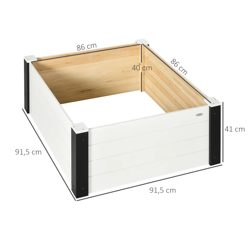 Outsunny Hochbeet, verstärkte Kanten, wetterbeständig, 91,5 cm x 91,5 cm x 41 cm Schwarz + Weiß