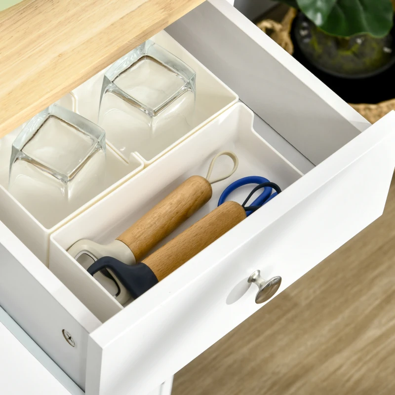 HOMCOM Aparador de Cocina Mueble Auxiliar de Almacenaje para Comedor Salón Estilo Moderno Antivuelco 101x40x85 cm Blanco