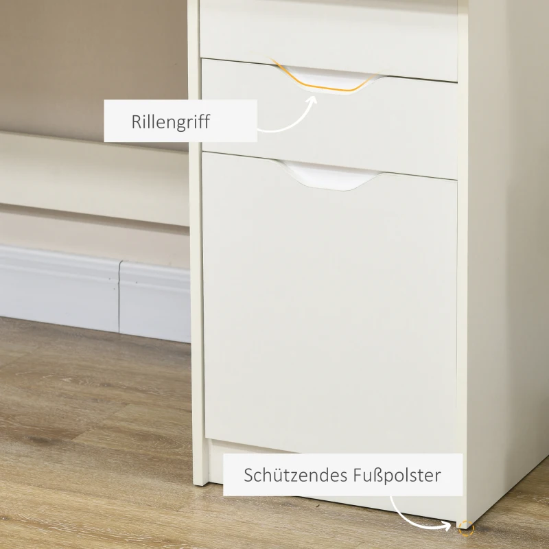 HOMCOM Computertisch, Schreibtisch,  2 Schubladen, Hochglanzoptik, Weiß