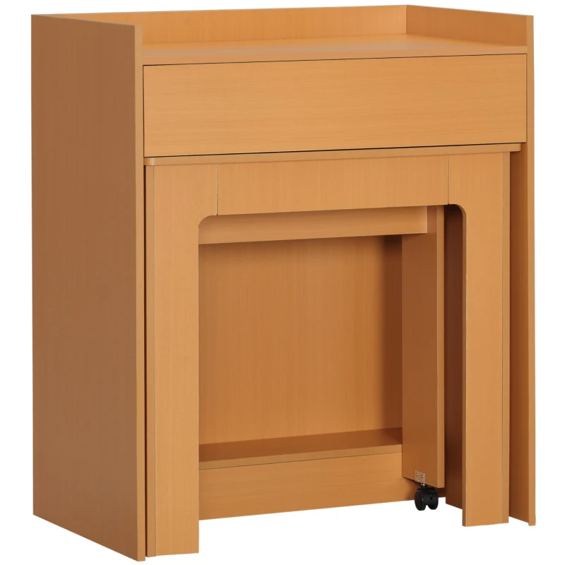 HOMCOM Tavolo Pieghevole da Pranzo max 5 Persone in Truciolato e Acciaio, 84x180x100 cm, color Legno