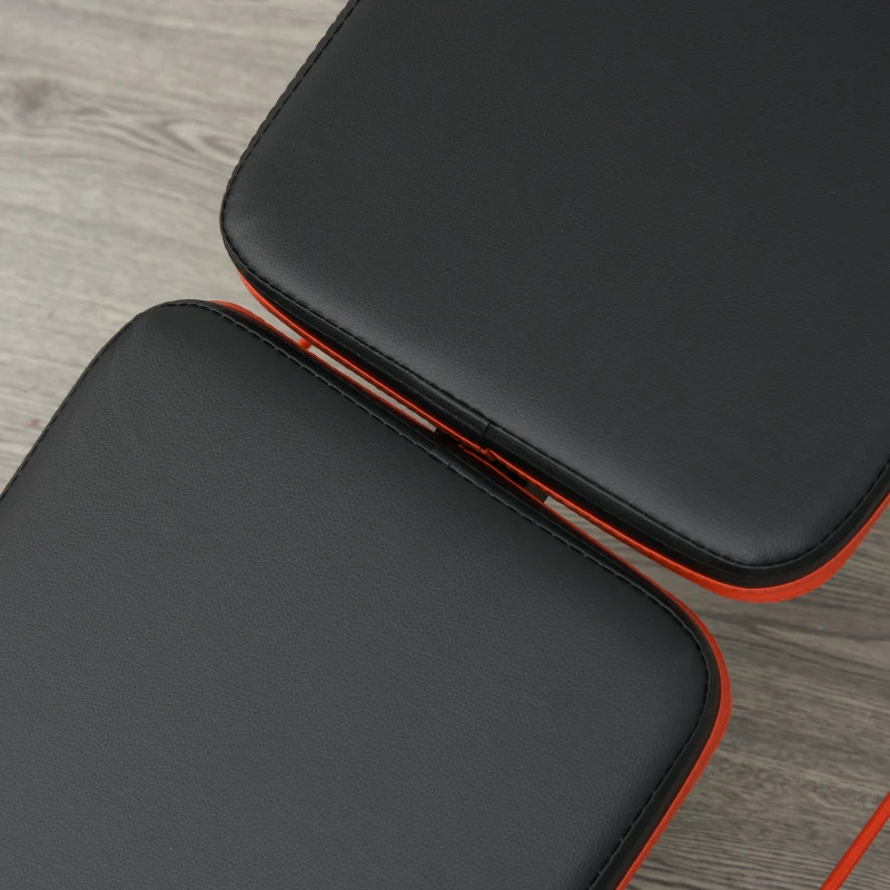 HOMCOM Sit Up Bank Bauchtrainer mit Trainingsseile Trainingsbank Multifunktion Verstellbar&klappbar 110 kg Belastbarkeit Stahl Schwarz+Rot 137 x 51 x 50-66 cm