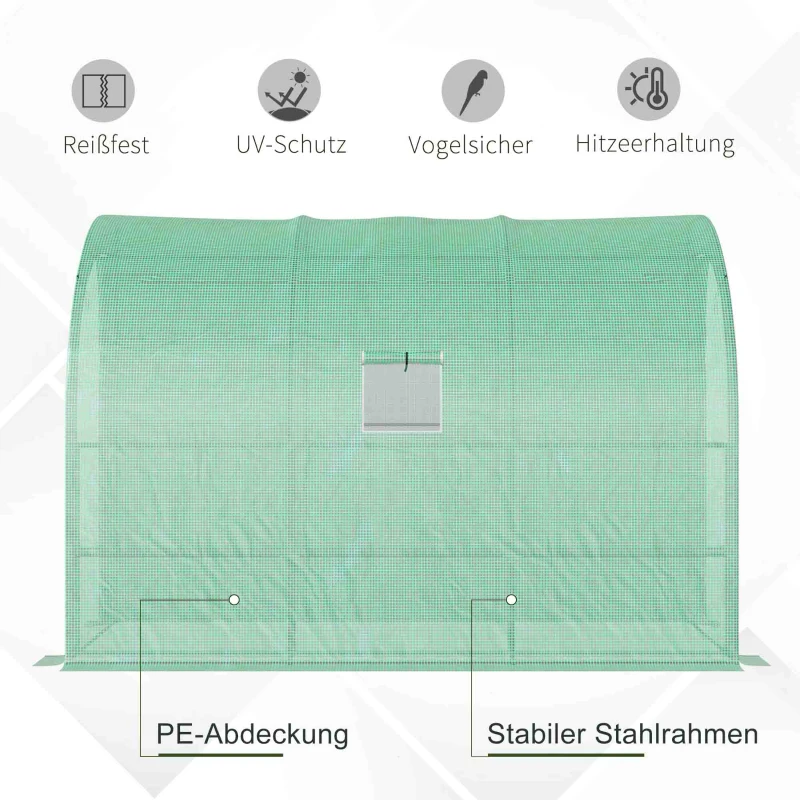 Outsunny Gewächshaus, Gartengewächshaus mit Kunststoff-Abdeckung, UV-beständig, 3 Etagen, Reißverschlusstüren, Grün(m-6)