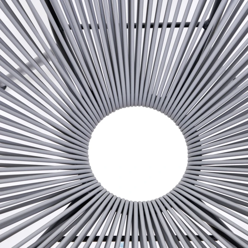 Outsunny Set di 4 Sedie da Giardino Ovali in Rattan PE e Metallo in Stile Boho Chic, Grigio Chiaro