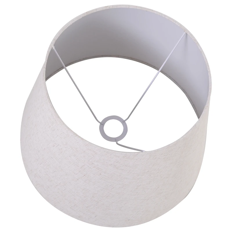 HOMCOM Leuchtständer mit 3 Regalen, Stehlampe, Kiefernholz, Leinen, Metall, Natur, Schwarz, Beige, 40 x 40 x 160 cm