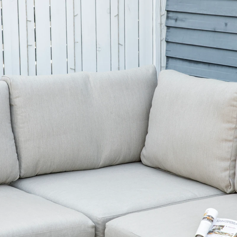Outsunny Salotto da Giardino 7 Pezzi Modulabile in Rattan PE con Cuscini, Beige