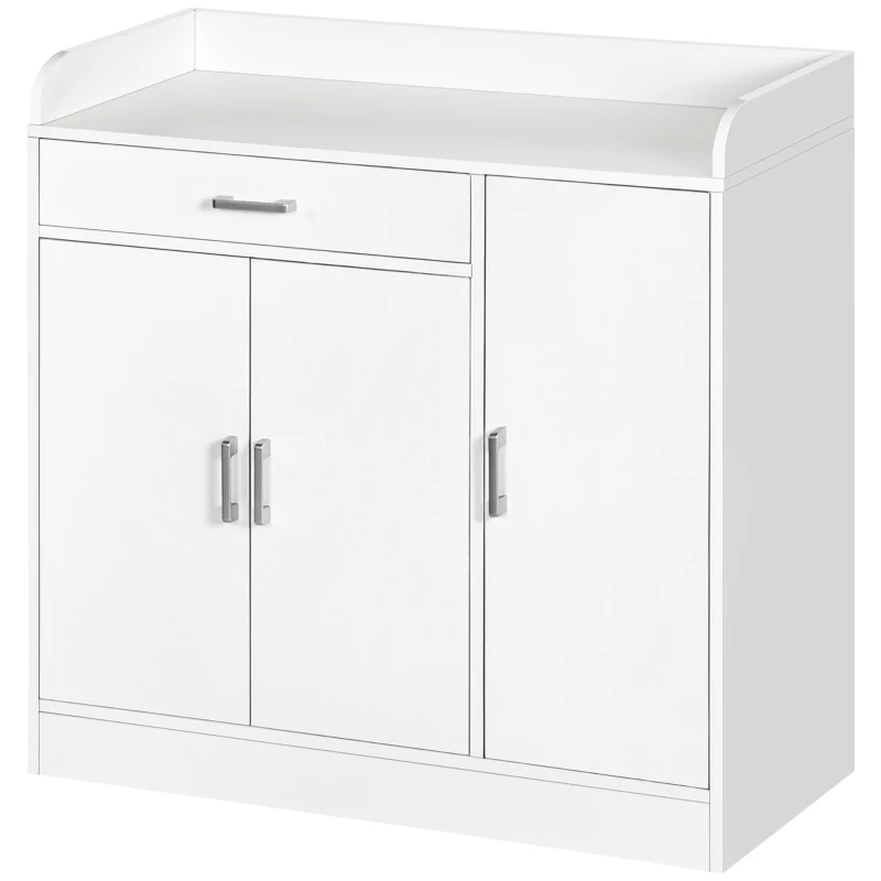 HOMCOM Modern Sideboard with Storage Cabinet, Floor Cupboard with Drawer for Living Room, Bedroom, Hallway, White