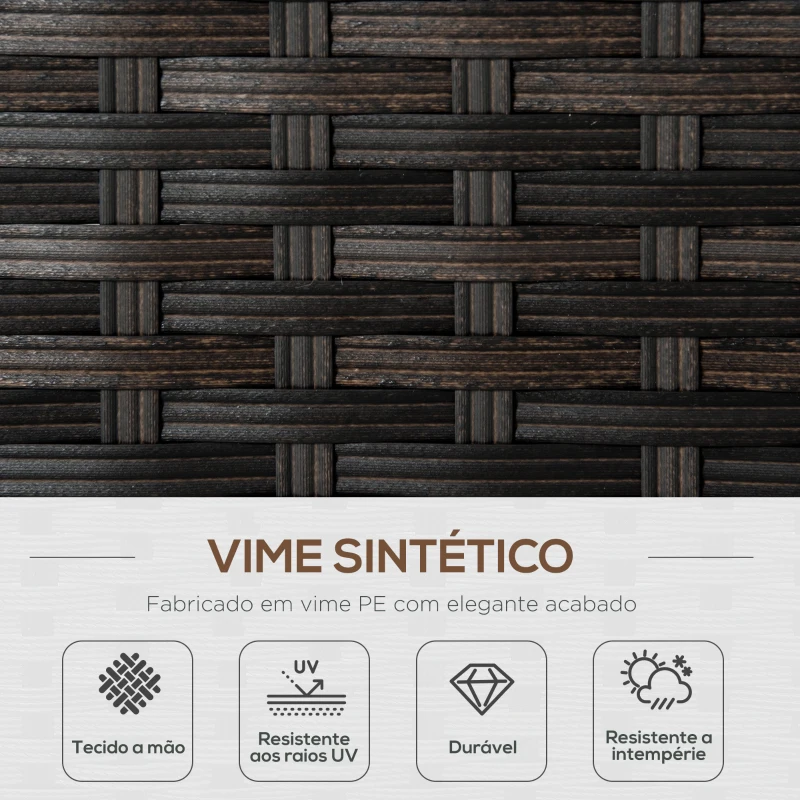 Outsunny Sofá de Ratán de 2 Plazas Sofá de Jardín Exterior con Cojines Acolchados Almohadas con Cremallera y Pies Ajustables para Terraza Balcón Patio 132x70x74 cm Marrón