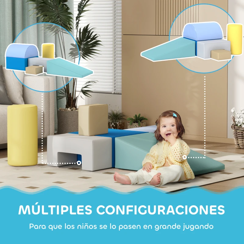 AIYAPLAY Juego de 4 Bloques Psicomotricidad para Niños Juguete para Aprendizaje para Escalar y Gatear Multicolor