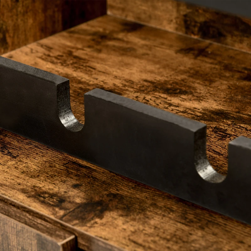 HOMCOM Aparador con Botellero para 4 Botellas con Encimera de Cristal Estilo Industrial 60x40x100 cm Marrón Rústico