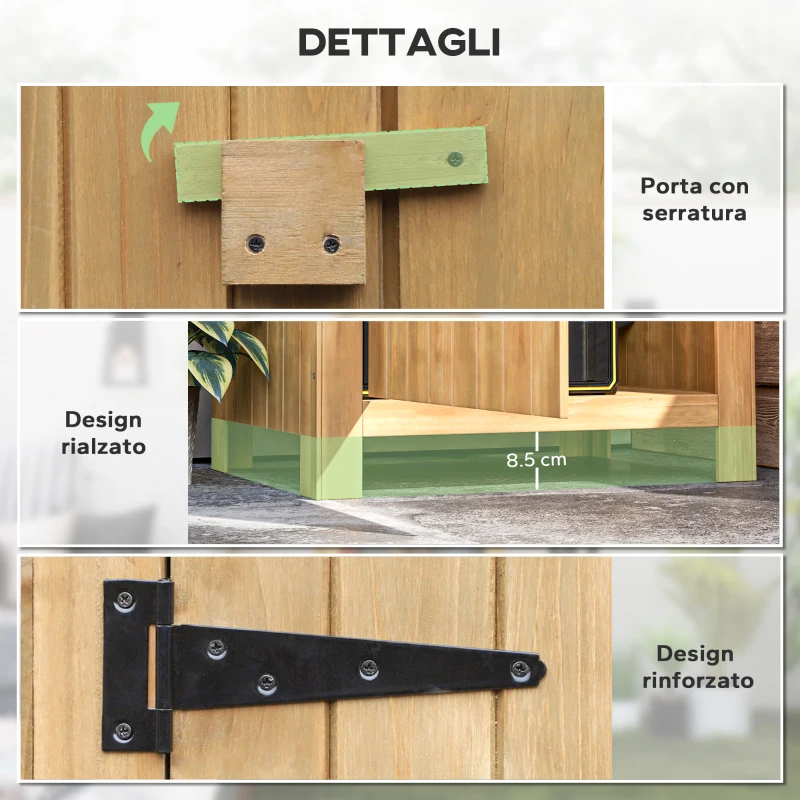 Outsunny Casetta da Giardino in Legno di Abete con Anta, Armadio da Esterno Porta Attrezzi da Giardino con 3 Mensole e Tetto in Asfalto Impermeabile, 77.5x54.2x179.5cm