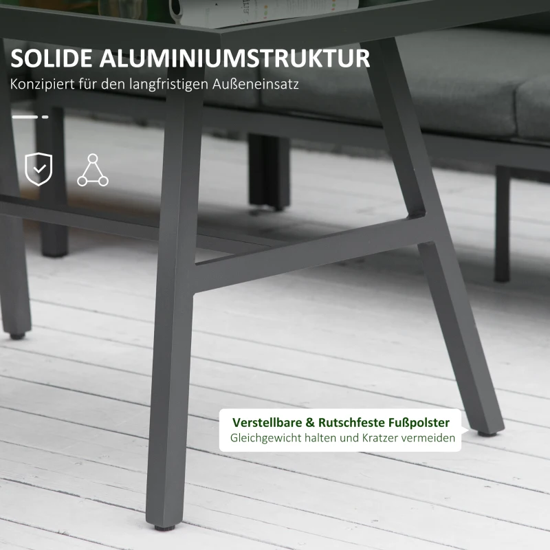 Outsunny Gartenmöbel-Set für 7 Personen mit Beistelltisch Balkonmöbel Set Sofa mit Kissen L-Form Outdoor Aluminium Grau