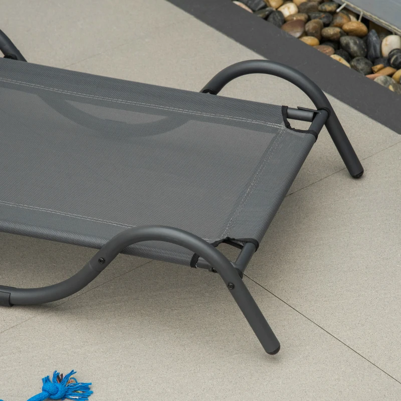 PawHut Cama Elevada para Perros Pequeños y Medianos con Tela de Malla Transpirable y Marco Curvo 92x55,5x21 cm Gris