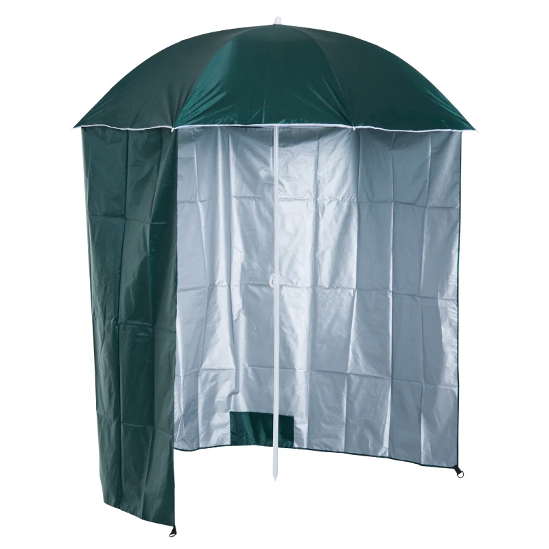 Outsunny Parasol de plage Ø 2,2 x 2,2 cm protection UV sac transport, sardines et lestage intégrés vert foncé