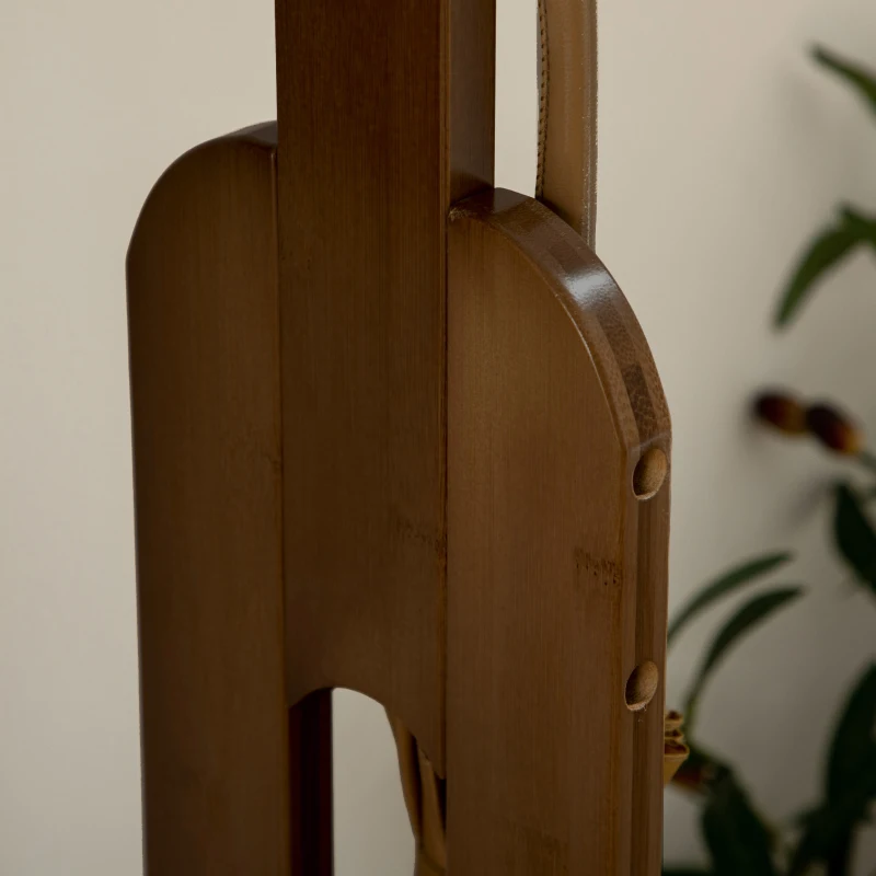 HOMCOM Garderobenständer mit 2 Schubladen, 1 Spiegel, 1 Kleiderstange, 1 Schuhbank, 113 cm x 33 cm x 169,5 cm, Bambus