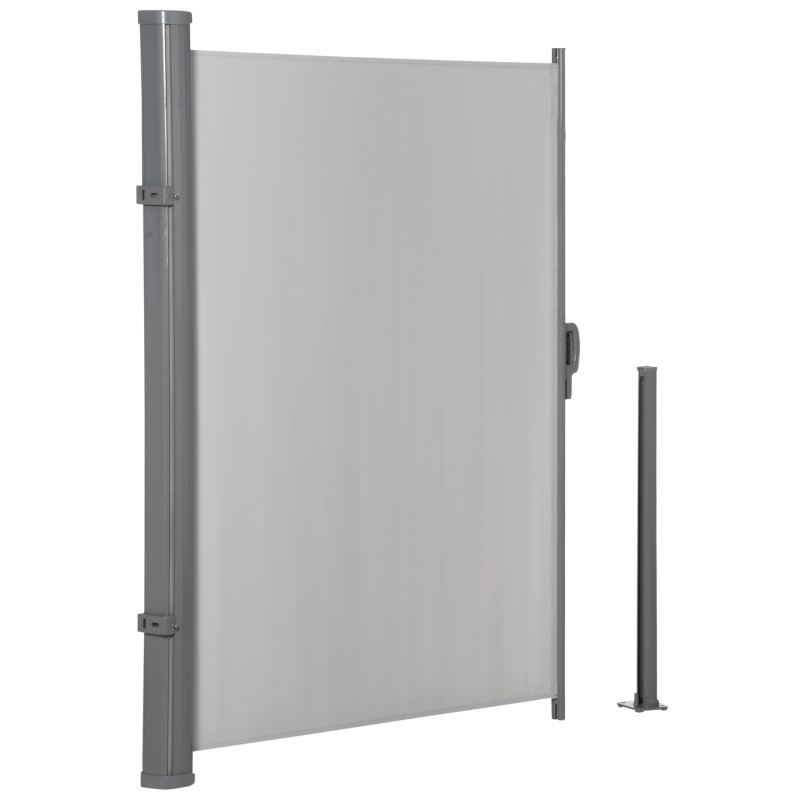 Outsunny Seitenmarkise 300 x 160 cm Sicht- und Sonnenschutz Seitenrollo für Balkon Terrasse UV50+ Polyester Grau