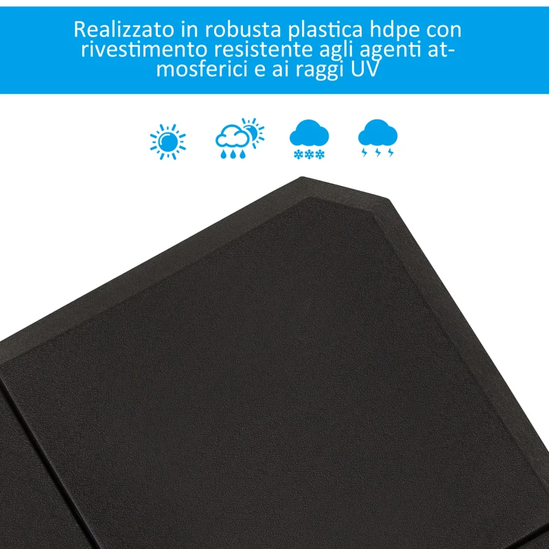 Outsunny Base per Ombrellone a Braccio da 4 Pezzi Riempibile con Acqua o Sabbia per Basi a Croce da 100x100cm, Nero