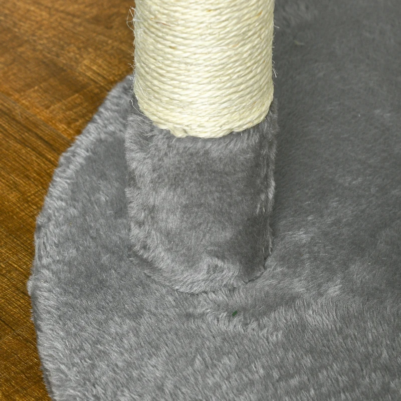 PawHut Albero Tiragraffi per Gatti con Pali in Sisal, Lettino con Cuscino e Pallina, Ø60x136cm, Grigio