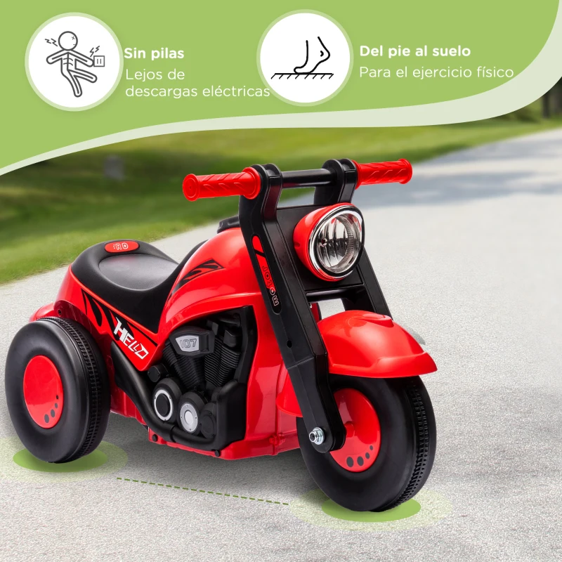 AIYAPLAY Moto Correpasillos para Niños de +2 Años con Música Burbujas Carga 30 kg 80x35,5x42 cm Rojo