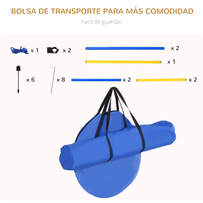 PawHut Set de Entrenamiento de Agilidad para Perros Obstáculos de Salto con Altura Ajustable Túnel para Perros Azul y Amarillo