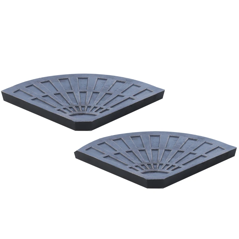 Outsunny 2-tlg. Set Gewichte für Sonnenschirmständer Platten-Schirmständer Sonnenschirmbasis halbrund mit Handgriff Kunstharz + Metall Bronze 66 x 47 x 4,2 cm 30 kg