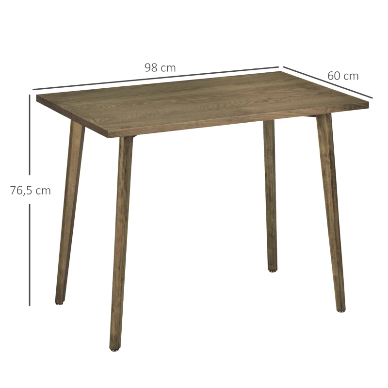 HOMCOM Mesa de Comedor Rectangular Mesa para Salón con Patas de Madera de Pino 98x60x76,5 cm Natural