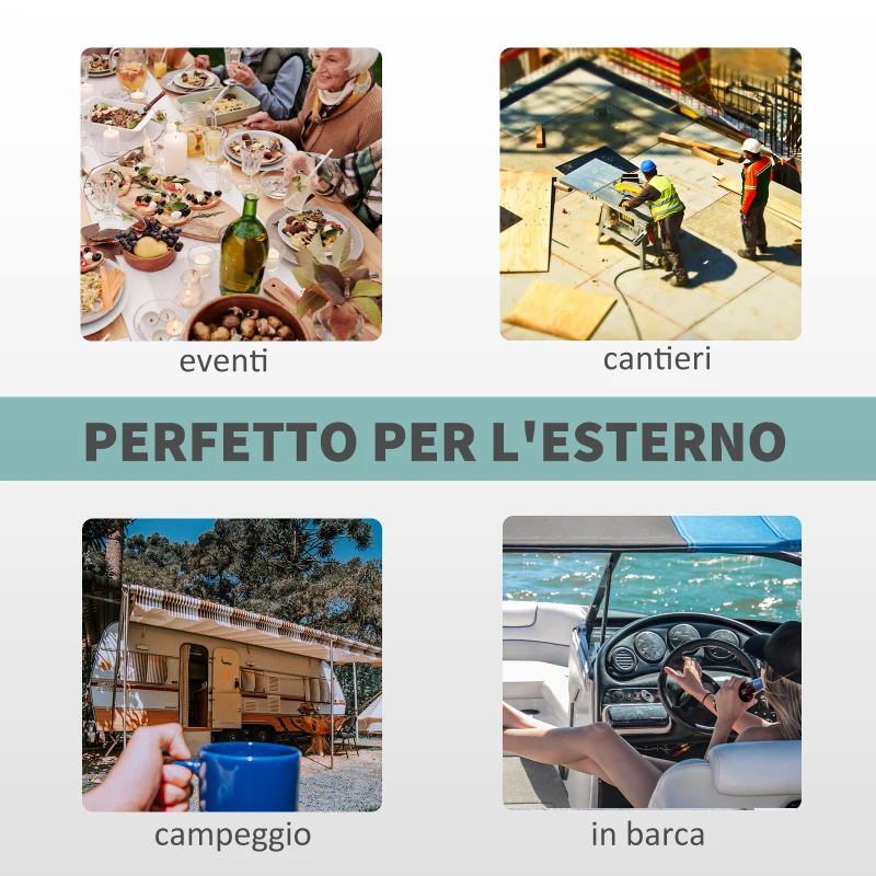 Outsunny Lavabo Portatile da Campeggio con 2 Ruote, Serbatoio Acqua 17L e Serbatoio Sapone 2.5L, 51x33.5x103cm