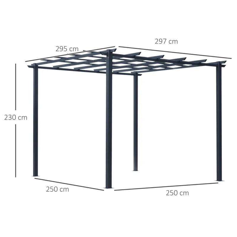 Outsunny Rosenpavillon Pflanzbogen Rosenbogen Rankhilfe Garten Pavillon wetterfest Metall Schwarz 2,97 x 2,95 x 2,3 m