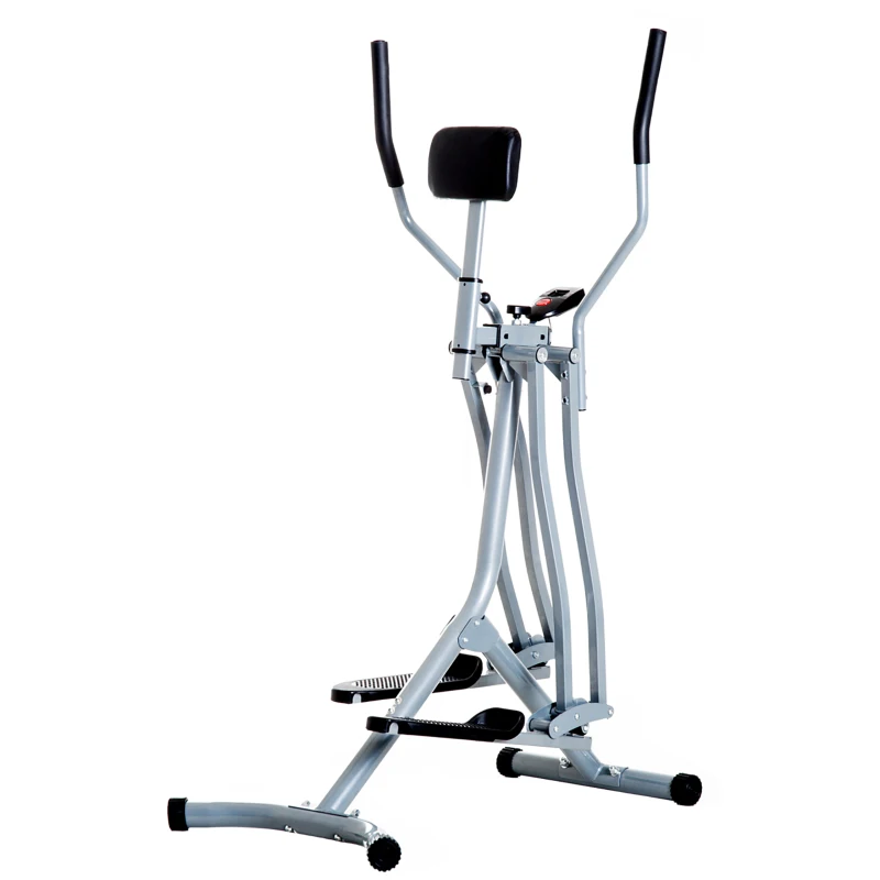 HOMCOM Bicicleta Elíptica Ajustable con Pantalla Carga 110 kg Air Walker para Entrenamiento Cintura Caderas 96x60x152 cm Gris