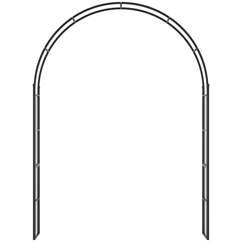 Outsunny Archetto da Giardino per Piante Rampicanti e Decorazioni, Metallo Nero, 157x40x223cm