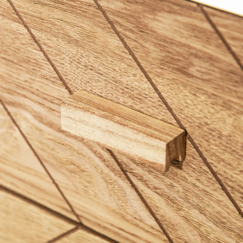 HOMCOM Chevet Table de Nuit Design scandinave 40L x 30l x 56H cm tiroirs Bois Massif pin MDF Blanc et hêtre Motif Graphique