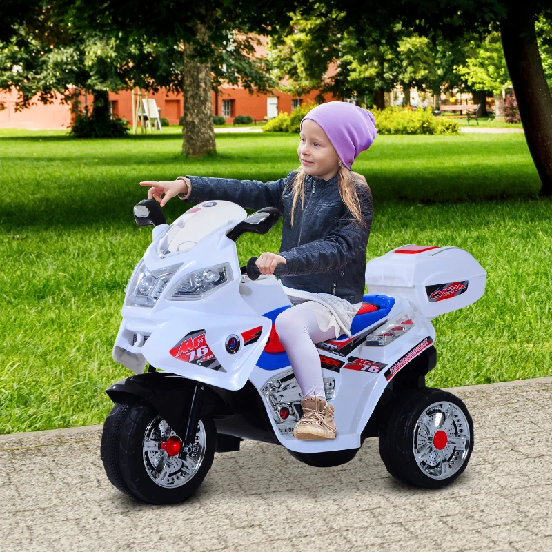 HOMCOM Moto Scooter électrique pour Enfants modèle Policier Fonctions sirène et gyrophare à partir de 3 Ans