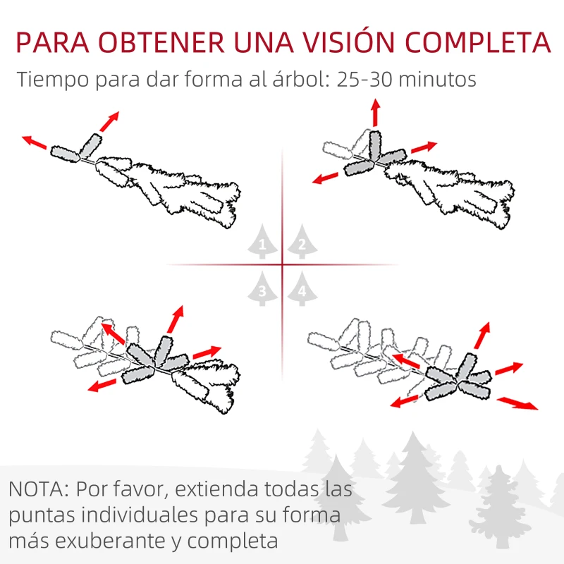 HOMCOM Árbol de Navidad Artificial de Nieve 180 cm con 508 Ramas 49 Piñas Base Plegable y Soporte de Acero Ø73x180 cm Verde
