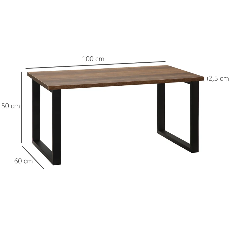 HOMCOM Table basse rectangulaire table de salon style industriel pied métal et plateau aspect bois 100 x 60 x 50 cm
