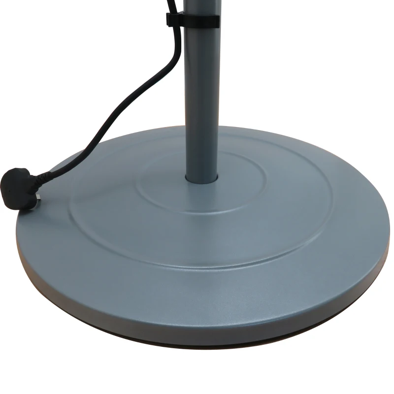 Parasol chauffant infrarouge 9 m² et IP44 chauffage d'appoint sans CO₂ dim. Ø 44 x 195 cm chauffage radiant sur pied 1500 W métal gris