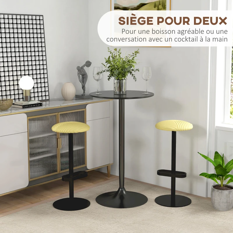 HOMCOM Table de bar ronde table de bistro mange-debout table de cuisine style contemporain plateau peint et cadre en acier