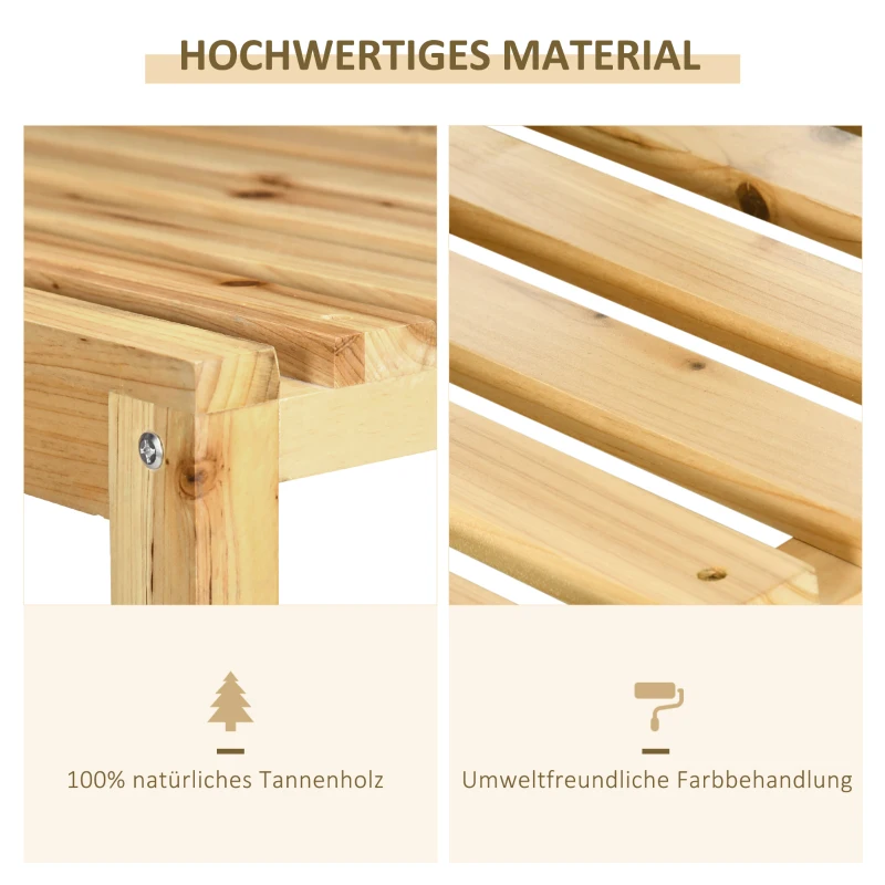 Outsunny Regal für Getränkekisten Kistenständer bis 4 Kisten Naturholz 2 Etagen 74 x 45 x 111 cm