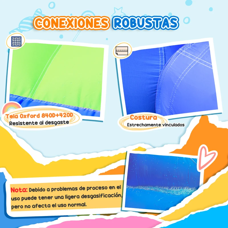 Outsunny Castillo Inflable para Niños con Tobogán Trampolín Piscina Inflador y Bolsa de Transporte 420x370x230 cm Multicolor