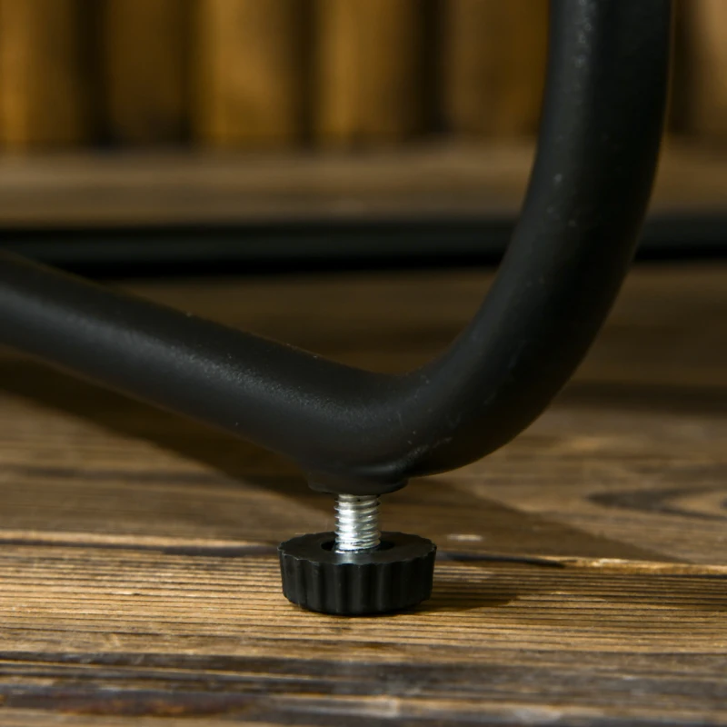 Outsunny Table basse de jardin ronde avec plateau en résine tressée aspect rotin et piètement en métal noir - 68 x 68 x 30 cm