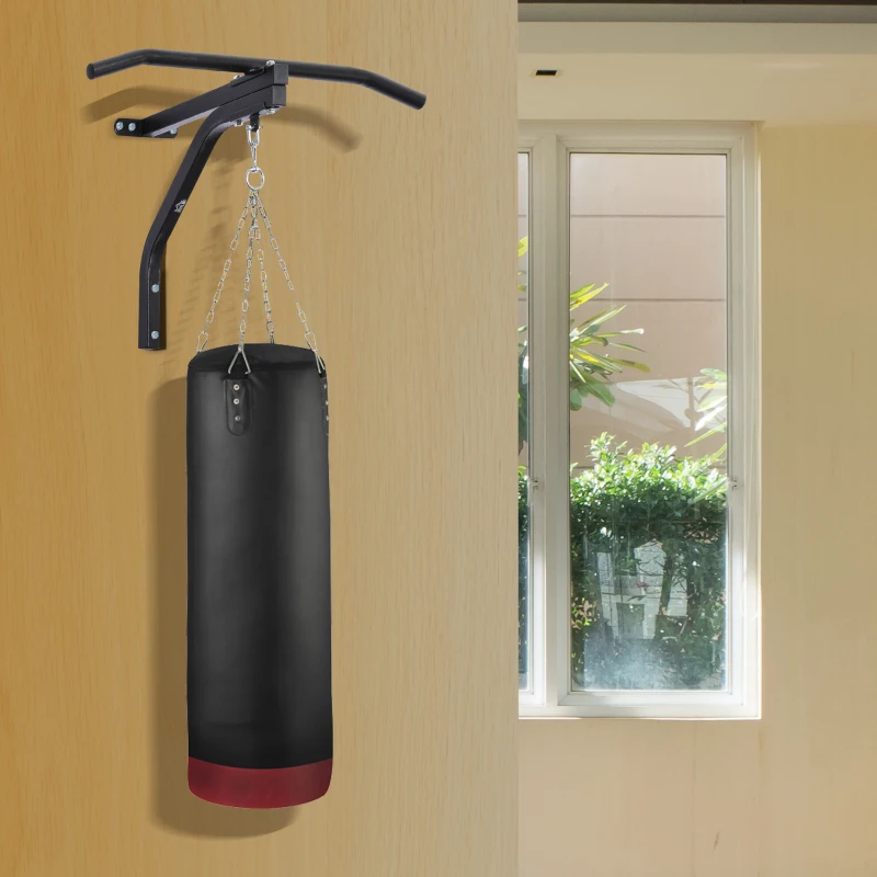 HOMCOM Staffa di supporto per sacco da boxe con barra per trazioni, 93x47x51cm, Nero