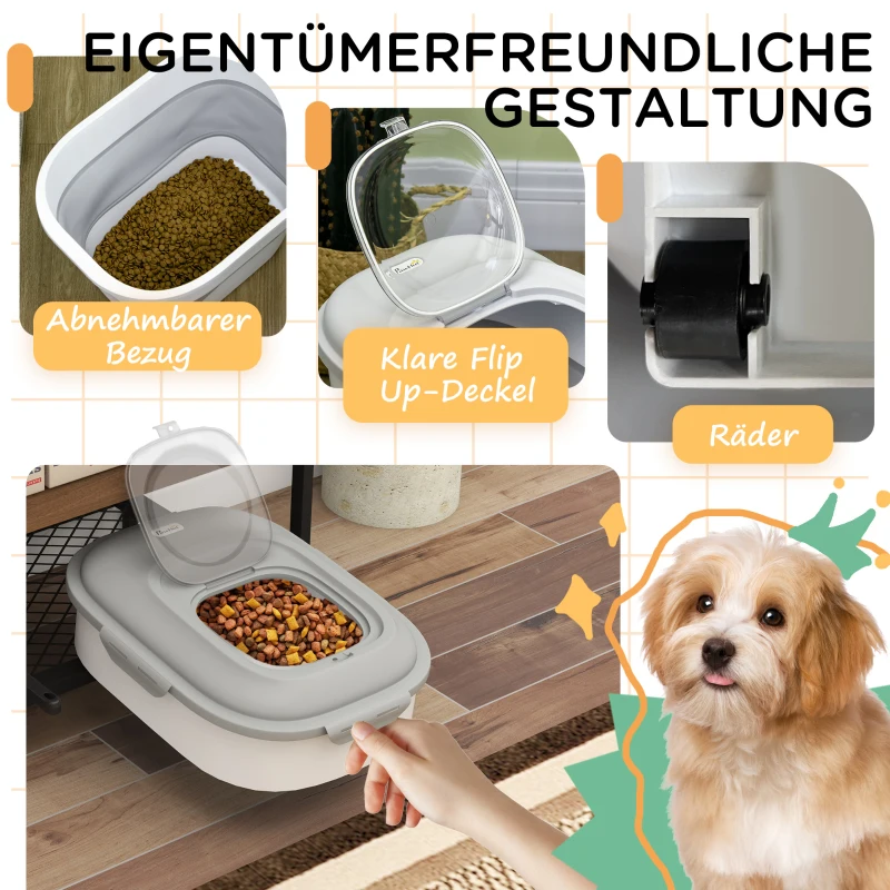 PawHut Trockenfutter-Behälter, faltbar, bis 25 kg, mit Zubehör, 44x32x37cm, Grau