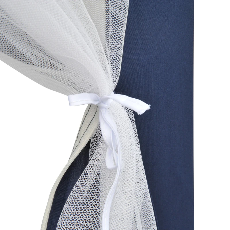 Outsunny Tonnelle barnum tente de réception hexagonale 10 m² style cosy métal polyester bleu blanc