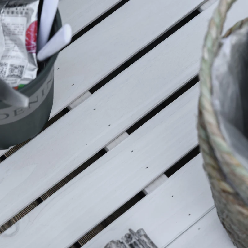 Outsunny Panca Contenitore in Legno di Abete, Cassapanca da Esterno con Piedini Antiscivolo 127x56x60cm, Bianco