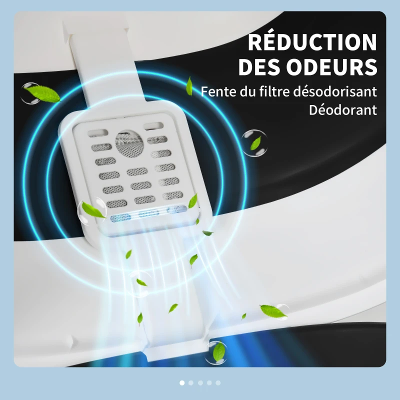 PawHut bac à litière pour chat pliable porte battante lucarne + pelle fournis noir blanc