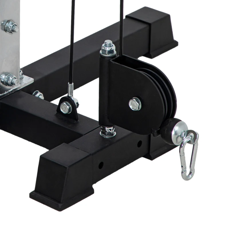 SPORTNOW Appareil de musculation double poulie vis à vis crossover, charge libre avec haltère 2 x 50kg dim. 245L x 85l x 207H cm(m-8)
