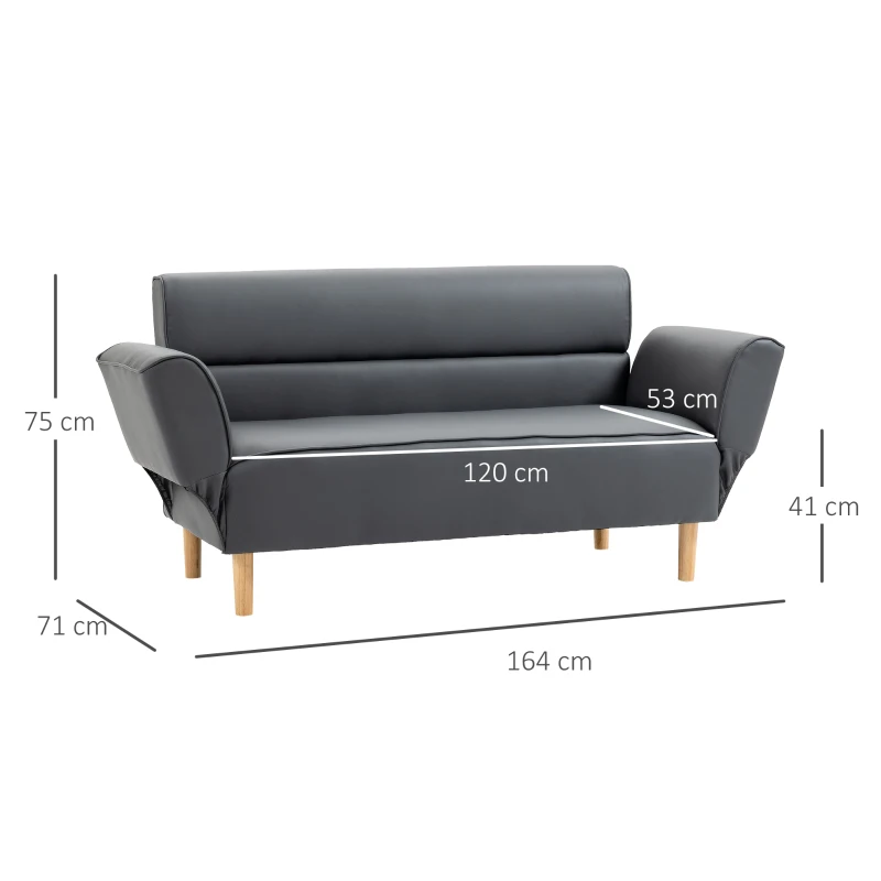 HOMCOM Divano 2 Posti Convertibile in Divano Letto Singolo con Braccioli Regolabili, 164x71x75cm
