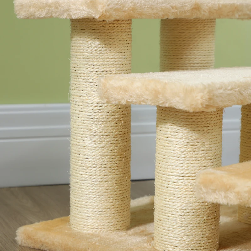 PawHut Pet Stairs 3-step Pet Ladder Cat dog Stairs Climb Ladder Cat Tree, Beige